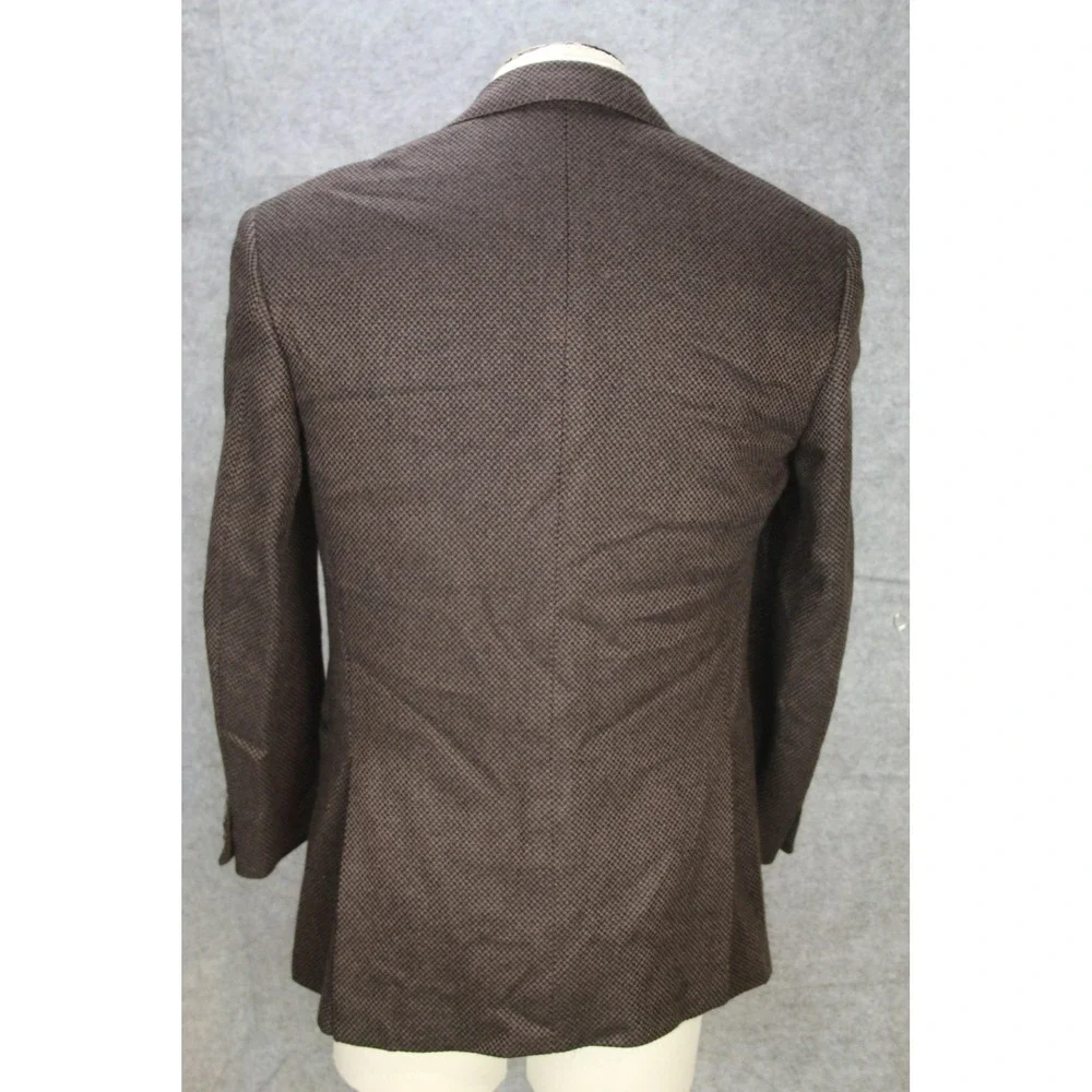 VTG Valentino Boutique Blazer Men 38R Brown Check Pure Cashmere Sport Coat Italy - Picture 4 of 16